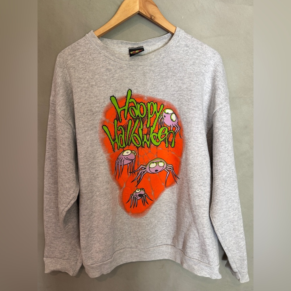 Vintage 90’s Halloween crewneck sweatshirt spiders spiderweb size large